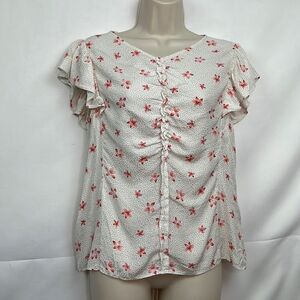 Rebecca Taylor Floral Flutter sleeve blouse EUC